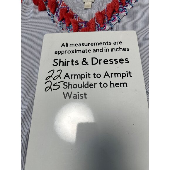 Chico's Peasant Embroidered Striped Blouse with Tassels Size 1 US M - Picture 10 of 10